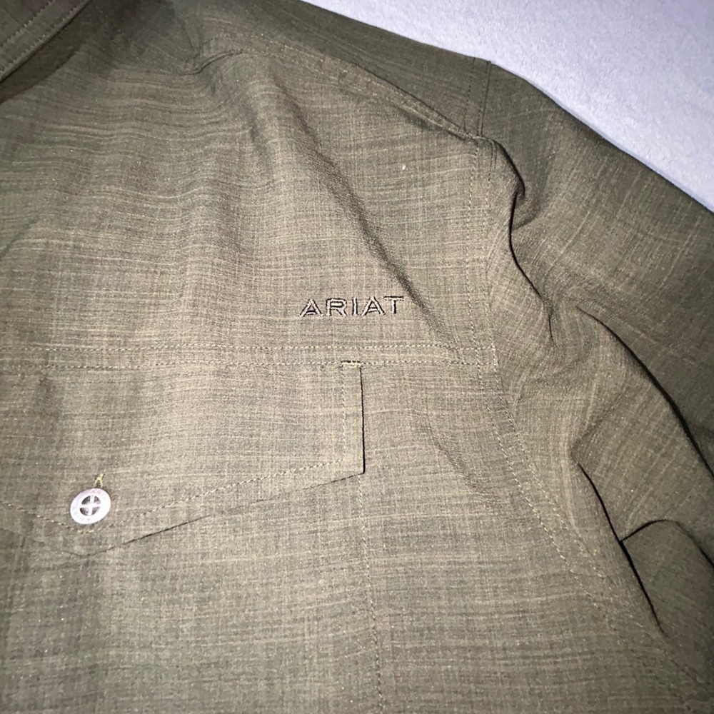 Ariat Mens XXL AriatTEK Heat Series Long Sleeve Button Down Shirt Olive Green - Picture 3 of 15